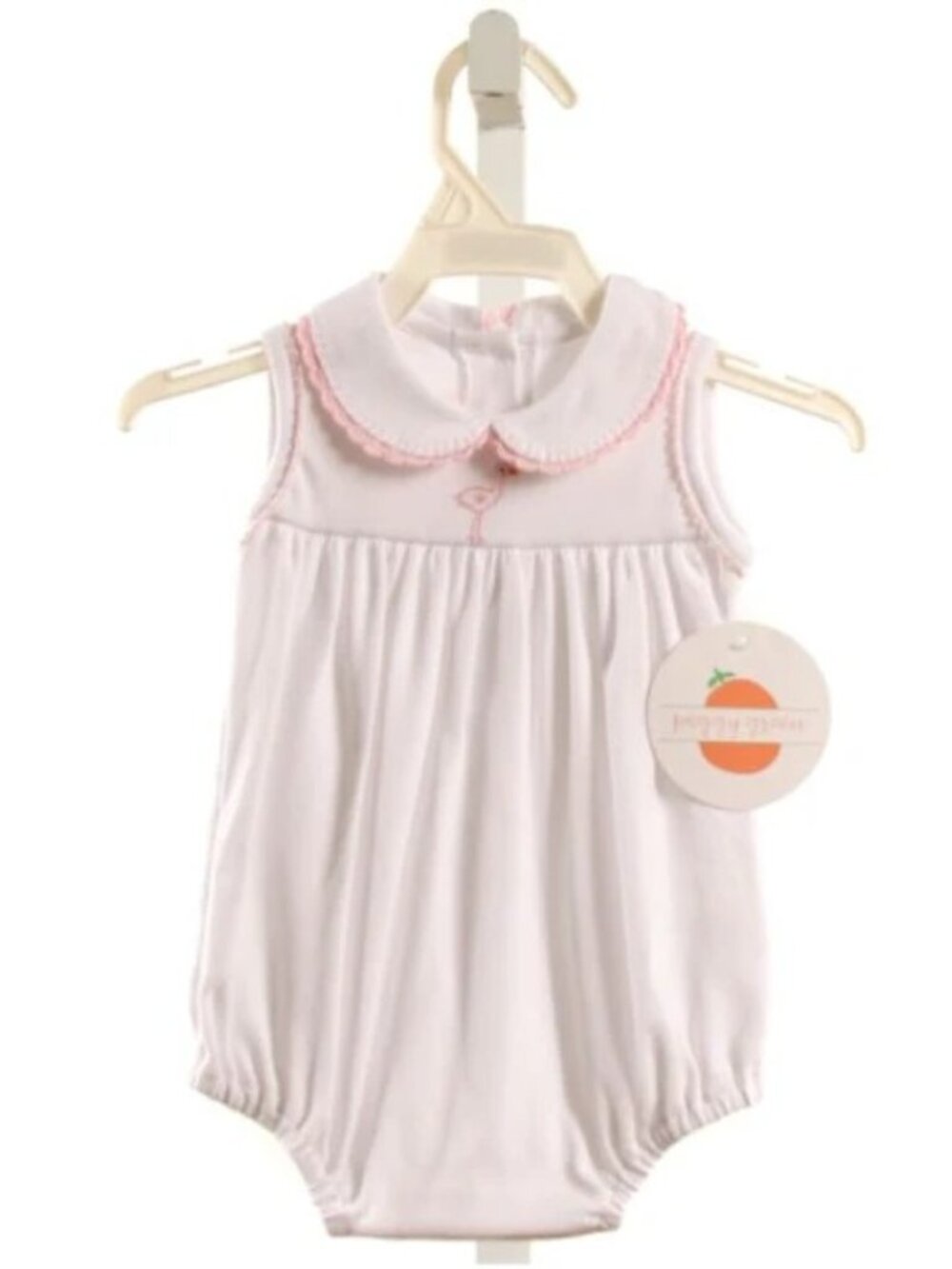 PEGGY GREEN WHITE EMBROIDERED KNIT BUBBLE WITH PICOT STITCHING